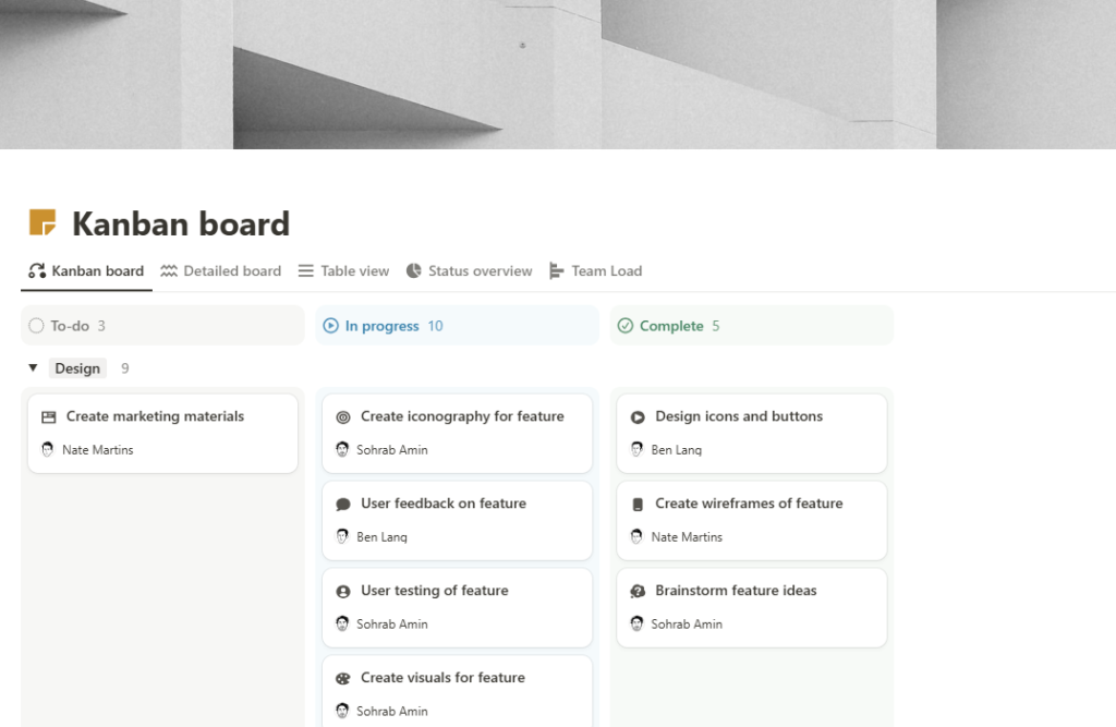 Notion Kanban boards