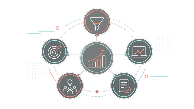 Connected sales system covering qualification, pipeline, CRM, deal progression and sales management