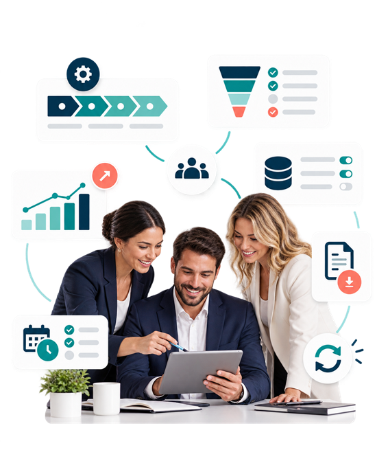B2B sales team using an implemented sales process and CRM workflow