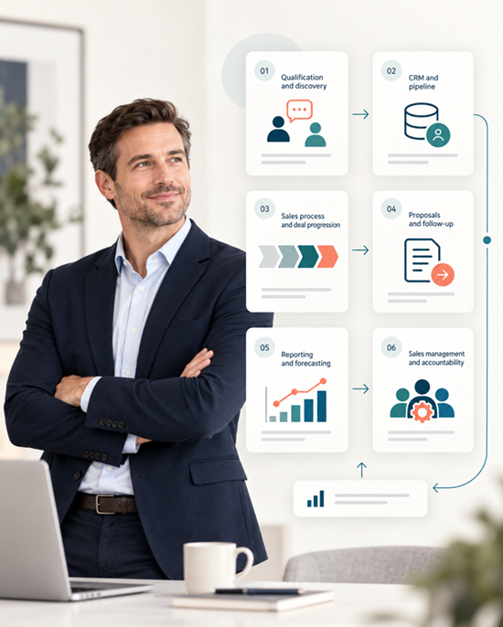 Sales process consultant implementing CRM, pipeline, forecasting and deal progression